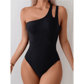 Women's Swim Beach One Shoulder Hollow Out One-Piece Bathing Suit (Option: S)